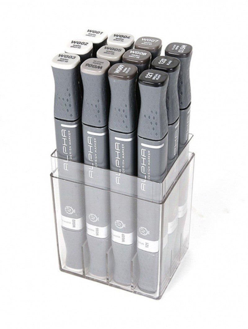 Marcadores Alpha Design Set 12 Colores Gris Cálido