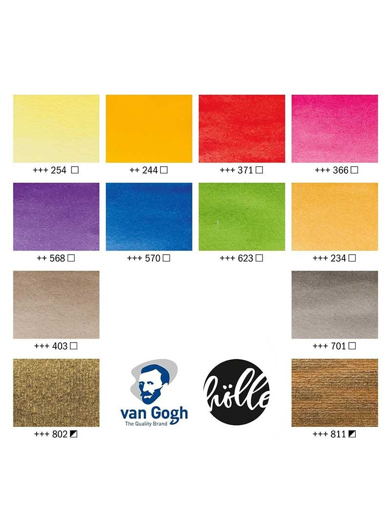 Acuarela en Pastillas Van Gogh Set Frau Hölle Floral 12 Colores