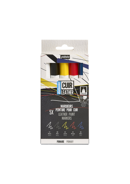 Marcador de Pintura para Cuero Pebeo Setacolor Set 5 Colores Primarios