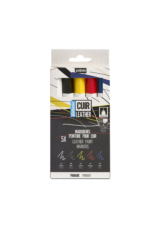 Marcador de Pintura para Cuero Pebeo Setacolor Set 5 Colores Primarios