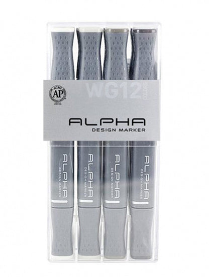 Marcadores Alpha Design Set 12 Colores Gris Cálido