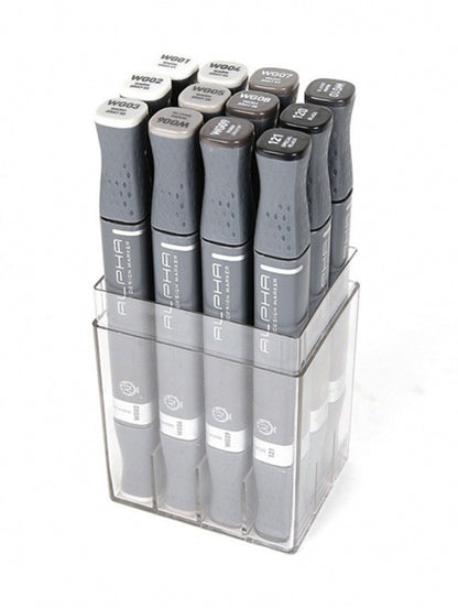 Marcadores Alpha Design Set 12 Colores Gris Cálido