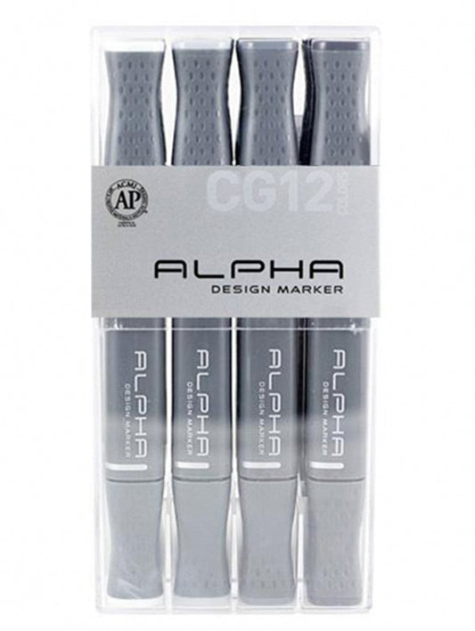 Marcadores Alpha Design Set 12 Colores Gris Frío