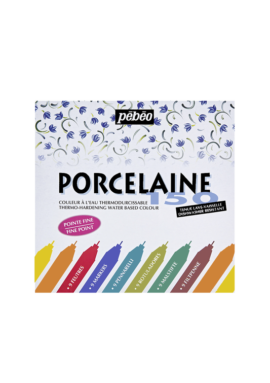 Marcadores para Porcelana Pebeo Porcelaine 150 Set 9 Colores Punta Fina