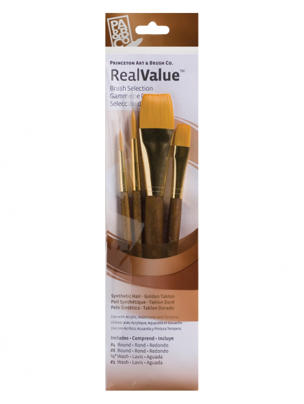 Set 5 Pinceles Princeton RealValue- Mango Corto Calipso Pelo Sintético Blanco