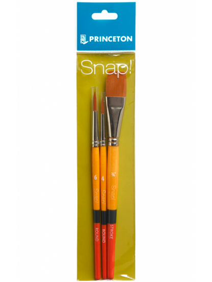 Pinceles Acuarela y Acrílico Princeton Snap Mango Corto Sintético Dorado Set 3 (2)